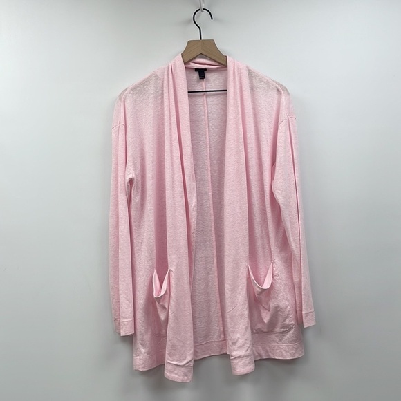 J. Crew Open Front Cardigan Slub Cotton Lightweight Sweater Minimalist Pink - Picture 1 of 7